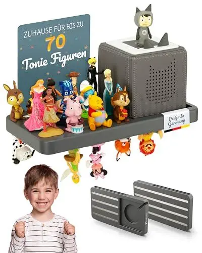 Produktbild: mahona Tonie Regal - kompatibel mit Toniebox & Tonie Figuren Aufbewahrung - Platz für bis zu 70 Figuren - Toniebox Regal Mädchen & Junge - Wandregal Kinderzimmer - Zubehör für Toniebox Starterset