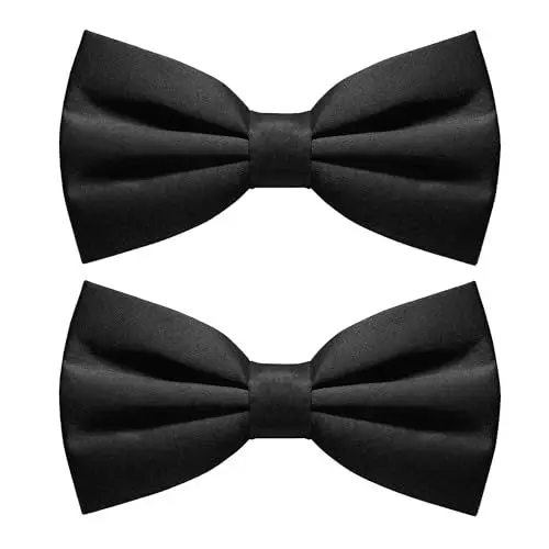 Produktbild: MAIANY Fliege Herren, Männer Fliege Mit Einstellbarem Band, Klassische Anzug Schleife Vorgebunden Zur Hochzeit Für Männer (2Pcs Schwarz)