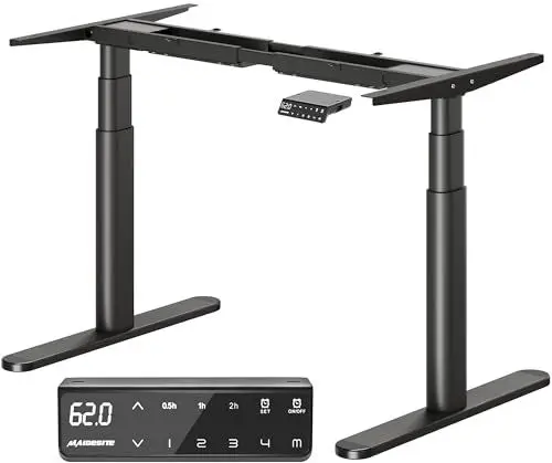 Produktbild: MAIDeSITe EL2 Plus Art Höhenverstellbarer Schreibtisch Gestell mit Ovaler Beindesign, Elektrisch Dualmotor Tischgestell höhenverstellbar mit 62-125cm, 4 Memory-Steuerung Schreibtisch höhenverstellbar