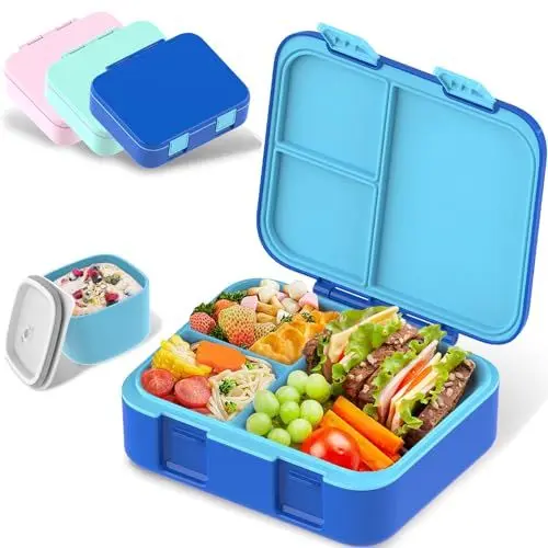 Produktbild: Maidyna Bento-Lunchbox für Kinder, auslaufsichere Bento-Box Lunchbox Erwachsene mit Multi-Fächern & Soßenglas, Snackboxen für Kinder Erwachsene Schularbeit, mikrowellengeeignet (Blau)