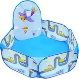Produktbild: MAIKEHIGH Baby Bällebad mit Basketballkorb, Faltbar Pop Up Kinder Spielzelt Bällepool, Spielzeug Geschenk Weihnachten Drinnen Draußen 47in (Bälle Nicht Inbegriffen)