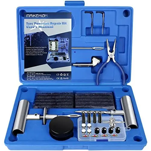 Produktbild: MAIKEHIGH Reifenreparaturset, Reifen Reparaturset Auto - 69 Stück Reifen Reparatur Set für ATV, LKW, Traktor, Motorrad (Blau)