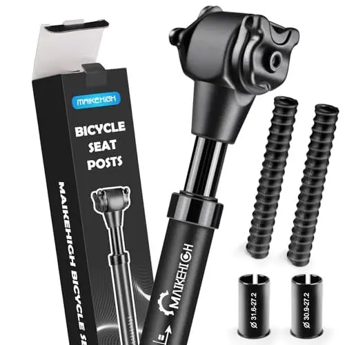 Produktbild: MAIKEHIGH Sattelstütze Gefedert, Aluminium Federsattelstütze Ø27,2/30,9/31,6mm, Gefederte Sattelstange mit 2 Reduzierhülsen 2 Federn für MTB Citybike E-Bike
