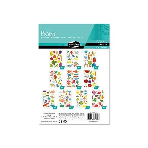 Produktbild: Maildor AE056O Baby Stickers Packung (mit 20 Bögen in Format DIN A5, 14,8 x 21cm, ideal für Kinder ab 2 Jahren) 1 Pack bunt