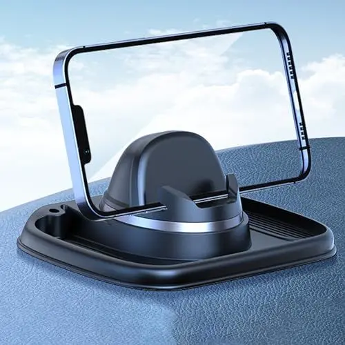 Produktbild: MainPi Handyhalterung Auto,360° Drehbar Armaturenbrett Handy Halterung,Multifunktionale Auto-Antirutschmatte KFZ Autohalterung,Autschfeste Telefonhalterung Für Smartphone (Schwarz)