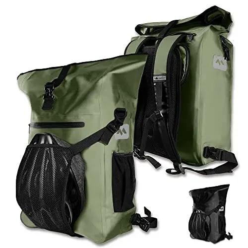 Produktbild: MAINWEST 3in1 Fahrradtasche für Gepäckträger 27L mit integr. Helmnetz Rucksack - Umhängetasche - Wasserdicht - Gepäckträgertasche Laptopfach bis 17