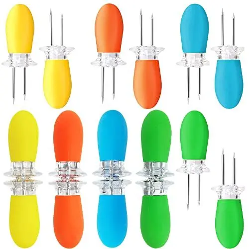 Produktbild: Maiskolbenspieße， 8 Paare Maiskolbenhalter Mais Halter Edelstahl maiskolben Mais Picks Spieße Fruit Forks Küche Werkzeug für BBQ Twin Prong Zuckermais Halter Hausmannskost Gabel