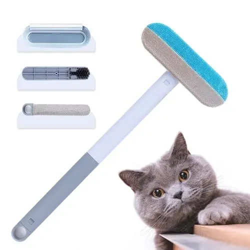 Produktbild: Maisly Tierhaarentferner 4 in 1 Fusselbürsten-Set mit Verlängerungsstab Hunde- und Katzenhaarentferner Wiederverwendbare Fusselbürste statt Fusselrolle für Sofas Teppiche Kratzbäume und Kleidung