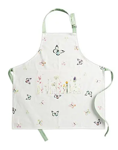 Produktbild: Maison d' Hermine Stoffschürze aus 100% Baumwolle, 1 Stück, verstellbarer Nackengurt, Stoffschürze mit Mitteltasche, für Damen und Herren, botanisch frisch – Frühling/Sommer (70 cm x 85 cm)