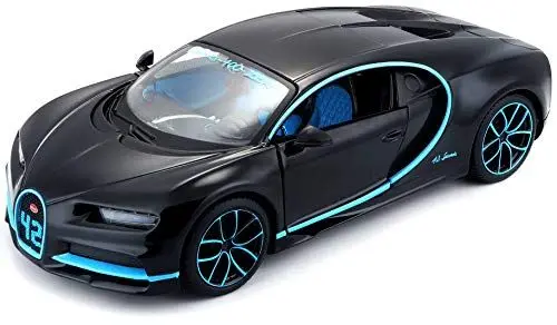 Produktbild: Maisto Bugatti Chiron: Originalgetreues Modellauto im Maßstab 1:24, bewegliche Türen, 19 cm, grau (531514BK)