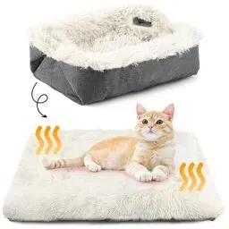 Produktbild: MAIYADUO Weiches Katzenbett Waschbar 42x36 cm Plüsch Haustierbett für Katzen und Kleine Hunde, 2 in 1 Katzenbett Schlafsack Warmes Haus Katzenkissen Katzendecke Waschbares Nest Bett für Katzen