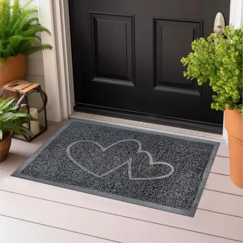 Produktbild: Majo Lifestyle und Home® Fußmatte rutschfest waschbar Flur-Matte weiche Haustür-Matte, Schmutzfangmatte für innen und außen, Fussabtreter Eingangsbereich (SCHWARZ Herz, 38x58 cm)