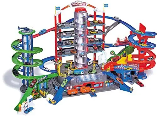 Produktbild: Majorette Super City Garage, motorisierte Bahn für Modellautos mit Parkplätzen und Eisenbahn, Parkhaus für Die-cast Autos, Spielzeug als Geschenk für Jungen und Mädchen, ab 5 Jahren, mehrfarbig
