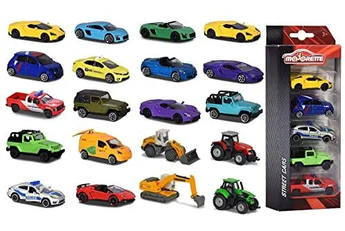 Produktbild: Majorette - 5 Spielzeugautos – 1 von 4 verschiedenen Sets, mit Freilauf und Lizenz, Modellauto-Set im Miniaturformat für Kinder ab 3 Jahren (je 7,5 cm), Transparente, Durchsichtig