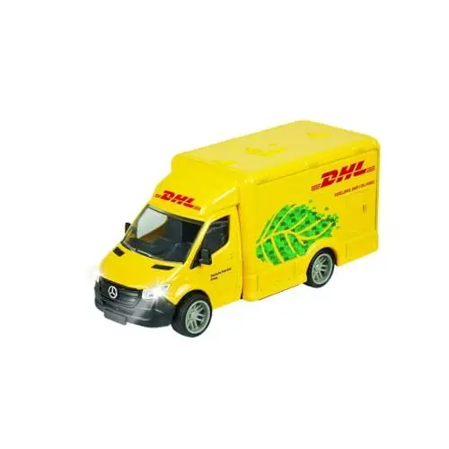 Produktbild: Majorette - Mercedes-Benz Sprinter DHL – großes Spielzeugauto im DHL-Design, Transporter, viele Funktionen, für Sammler und Kinder ab 3 Jahren, Black