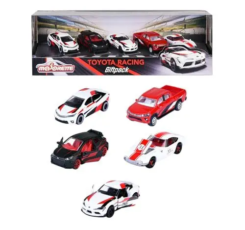 Produktbild: Majorette - Toyota Racing Spielzeugautos (Geschenk-Set mit 5 Autos) - Modellautos aus Metall mit Freilauf und Federung, je 7,5 cm, Auto Spielzeug für Kinder ab 3 Jahre