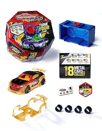 Produktbild: Majorette – Tune Ups Series 1 – Spielzeugauto aus Metall zum Tunen mit 7 Überraschungen, 1 von 18 Autos zum Sammeln im Überraschungspack, inkl. Tuning-Zubehör, Lieferung: 1 Stück, zufällige Auswahl