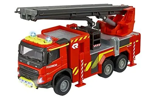 Produktbild: Majorette - Volvo Feuerwehr-Truck (19 cm) hochwertiges Modellauto mit ausklappbarer Leiter und Gummireifen, Spielzeug-Feuerwehrauto mit Licht & Sound für Kinder ab 3 Jahren, 213713000, Mehrfarbig