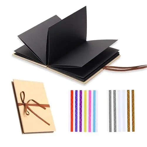 Produktbild: MAJOYLIFE Fotoalbum zum Selbstgestalten,Scrapbook Album Klein,Fotoalbum zum Falten mit 30 schwarzen Einlagen (5 Inch)