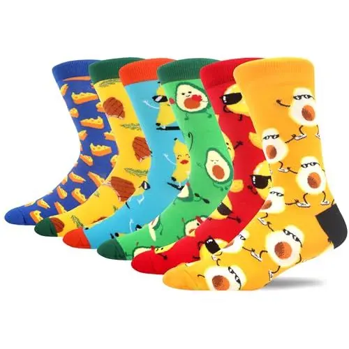 Produktbild: MAKABO Bunte Lustige Herren Socken, 6 Paar Witzige Obst und Essen Motiv, 39-42