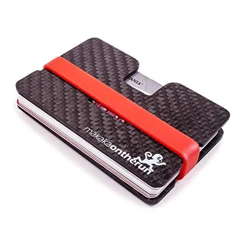 Produktbild: MakakaOnTheRun RFID Blocker Slim Wallet Carbon mit Münzfach - Kleines Portemonnaie mit Münzfach: RFID Schutz Herren Kreditkartenetui, Kartenetui, Slim Wallet Geldbeutel