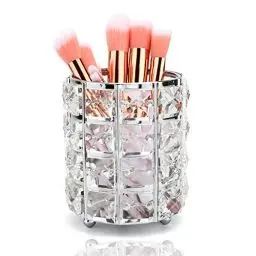 Produktbild: Make Up Pinsel Aufbewahrung aus Kristall,Make-up Pinselhalter Bürstenhalter Kosmetik Organizer Stiftbehälter Desktop Werkzeug(Sliver)