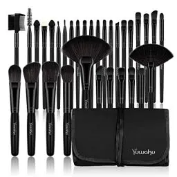 Produktbild: Make Up Pinsel Set Professionelles 32 pcs, Kosmetikpinsel Foundation Gesicht, Augen, Lippen pinsel Lidschatten Brush with schwarze Nylon tasche (32er in Black)