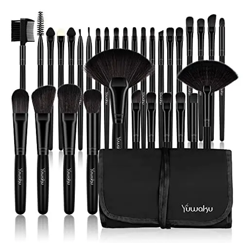 Produktbild: Make Up Pinsel Set Professionelles 32 pcs, Kosmetikpinsel Foundation Gesicht, Augen, Lippen pinsel Lidschatten Brush with schwarze Nylon tasche (32er in Black)