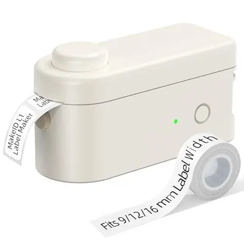 Produktbild: Makeid L1 Etikettendrucker, Etikettiergerät Selbstklebend Beschriftungsgerät Bluetooth Tragbarer Labeldrucker Mini Label Printer für Zuhause & Büro, Druckgröße 9-16 mm 31mm/s