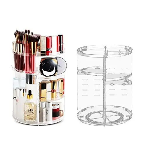 Produktbild: Make-Up Organizer 360° Drehbarer Transparentes Kosmetik Organizer Rotierender Beauty-Make Up Aufbewahrungskosmetikbox für Kommode Schlafzimmer Badezimmer(Clear)
