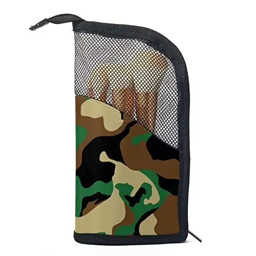 Produktbild: Make-up Pinsel Organizer Tasche mit 12 Make-up-Pinseln,Camouflage-Textur,Tragbarer Make-up-Pinselhalter Set Koffer