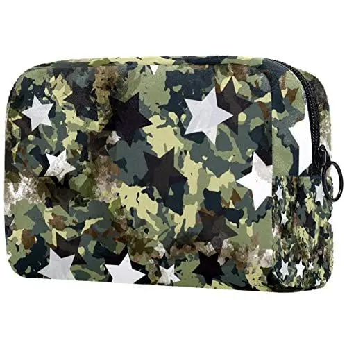 Produktbild: Makeup Tasche Grüner Stern Kleine Reise-Kosmetiktasche Leichte Kosmetik-Organizer-Tasche Aus Oxford-Stoff Für Frauen 18.5x7.5x13cm