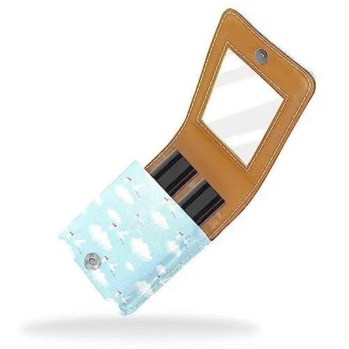 Produktbild: Make-up-Lippenstift-Etui mit Spiegel für Geldbörse, Kosmetiktasche mit Spiegel,Störche Himmel Wolken
