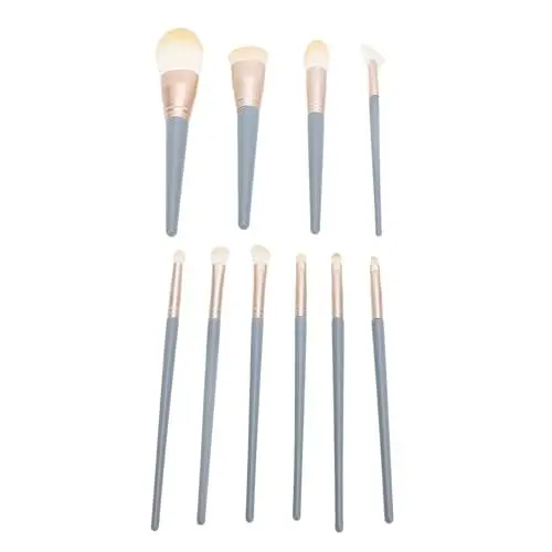 Produktbild: Make-up-Pinsel, professionelles Kosmetikpinsel-Set, 10-teilig, tragbarer Make-up-Puderpinsel, Holzgriff, Faserhaar, verdicktes Aluminiumrohr, für Augen und Gesicht (blau)