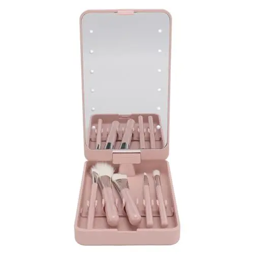 Produktbild: Make-up-Pinsel-Box mit Spiegel, Rotierendes LED-Make-up-Pinsel-Set mit Spiegel für Zuhause auf Reisen