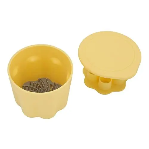 Produktbild: Make-up-Pinsel-Reinigungsbecher, Weiche TPR-Matte, Effizienter Pinselwaschbehälter mit Trocknungshalter-Abdeckung, Gelb