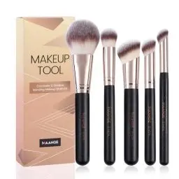 Produktbild: Make-up-Pinsel-Set, 5-teilig, Pinselset Makeup für das Gesicht, Puder, Rouge, Concealer, Lidschattenpinsel, Schminkpinsel Set in Premiumqualität, Schwarz