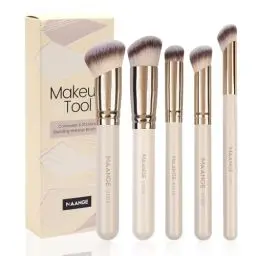 Produktbild: Make-up-Pinsel-Set MAANGE 5-teilig Gesichts-Make-up-Pinsel Foundation Concealer Konturpinsel, Schminkpinsel Set in Premiumqualität, Beige