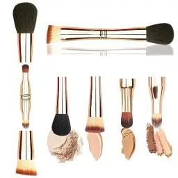 Produktbild: Make-up-Pinsel-Set, Reise-Make-up-Pinsel-Set mit Etui, Multitasking-4-in-1-Make-up-Pinsel, Foundation-Pinsel, Puderpinsel, doppelseitiger Make-up-Pinsel