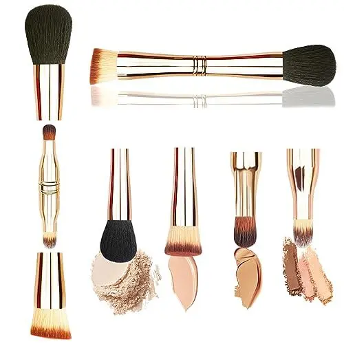 Produktbild: Make-up-Pinsel-Set, Reise-Make-up-Pinsel-Set mit Etui, Multitasking-4-in-1-Make-up-Pinsel, Foundation-Pinsel, Puderpinsel, doppelseitiger Make-up-Pinsel