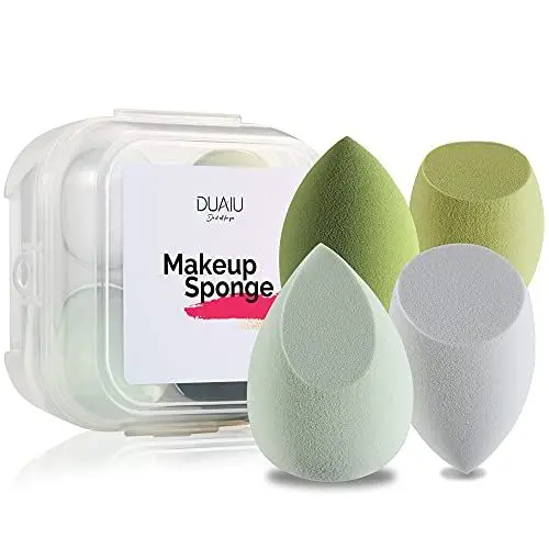 Produktbild: DUAIU Make-up-Schwamm-Set, 4 Stück, Beauty-Mixer, Foundation-Schwämme, 4 Farben, latexfrei, mit 1 Schwammhalter (Avocado-Grün)