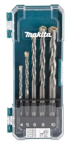 Produktbild: Makita D-72877 Steinbohrer-Set 5-teilig in Aufbewahrungsbox, für bpsw. Mauerwerk und Ziegelstein, Ø 4-10 mm, Rundschaft