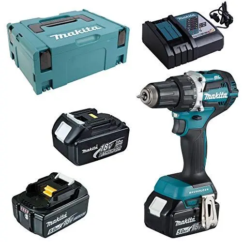 Produktbild: Makita DDF484JX1 Akku-Bohrschrauber 18 V / 2 Akkus 5,0 Ah, 1 Akku 3,0 Ah + Ladegerät im MAKPAC