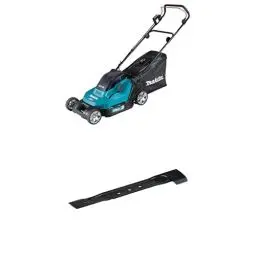 Produktbild: Makita DLM432PT2 Akku-Rasenmäher 2x18V / 5,0 Ah, 2 Akkus + Doppelladegerät + Sichelmesser 38cm