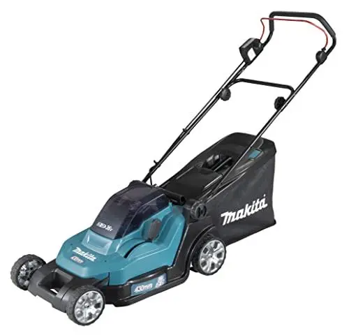 Produktbild: Makita DLM432PT2 Akku-Rasenmäher 2x18 V / 5,0 Ah, 2 Akkus + Doppelladegerät