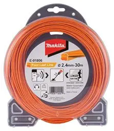 Produktbild: Makita E-01806 Mähfaden Four-Leaf 2,4 mm x 30 m, Trimmerfaden, Nylon, orange, geräuschreduziert, erhöhte Laufzeit, speziell für Akku-Rasentrimmer und Akku-Freischneider