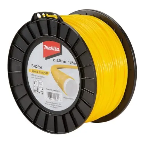 Produktbild: Makita E-02858 Mähfaden rund 3,0 mm x 168 m Round Trim PRO Longlife, verstärkt, Trimmerfaden, Nylon, gelb, für Rasentrimmer und Freischneider