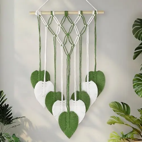 Produktbild: Makramee Wandteppich Böhmische Quaste dekorative Wandhänge, häusliche Atmosphäre hängend Wanddeko Wandteppich Deko, passend für Schlafzimmer, Wohnzimmer, Kinderzimmer, Hochzeit Wanddekoration