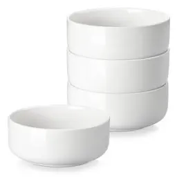 Produktbild: MALACASA Müslischalen 4er Set, 700ml Suppenschalen Porzellan Salatschüssel Set Dessertschalen Frühstücksschalen Keramik Große Schüsseln Set für Nudeln, Salat, Obst, Serie LUNA Weiß