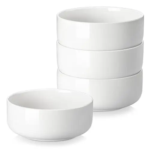 Produktbild: MALACASA Müslischalen 4er Set, 700ml Suppenschalen Porzellan Salatschüssel Set Dessertschalen Frühstücksschalen Keramik Große Schüsseln Set für Nudeln, Salat, Obst, Serie LUNA Weiß